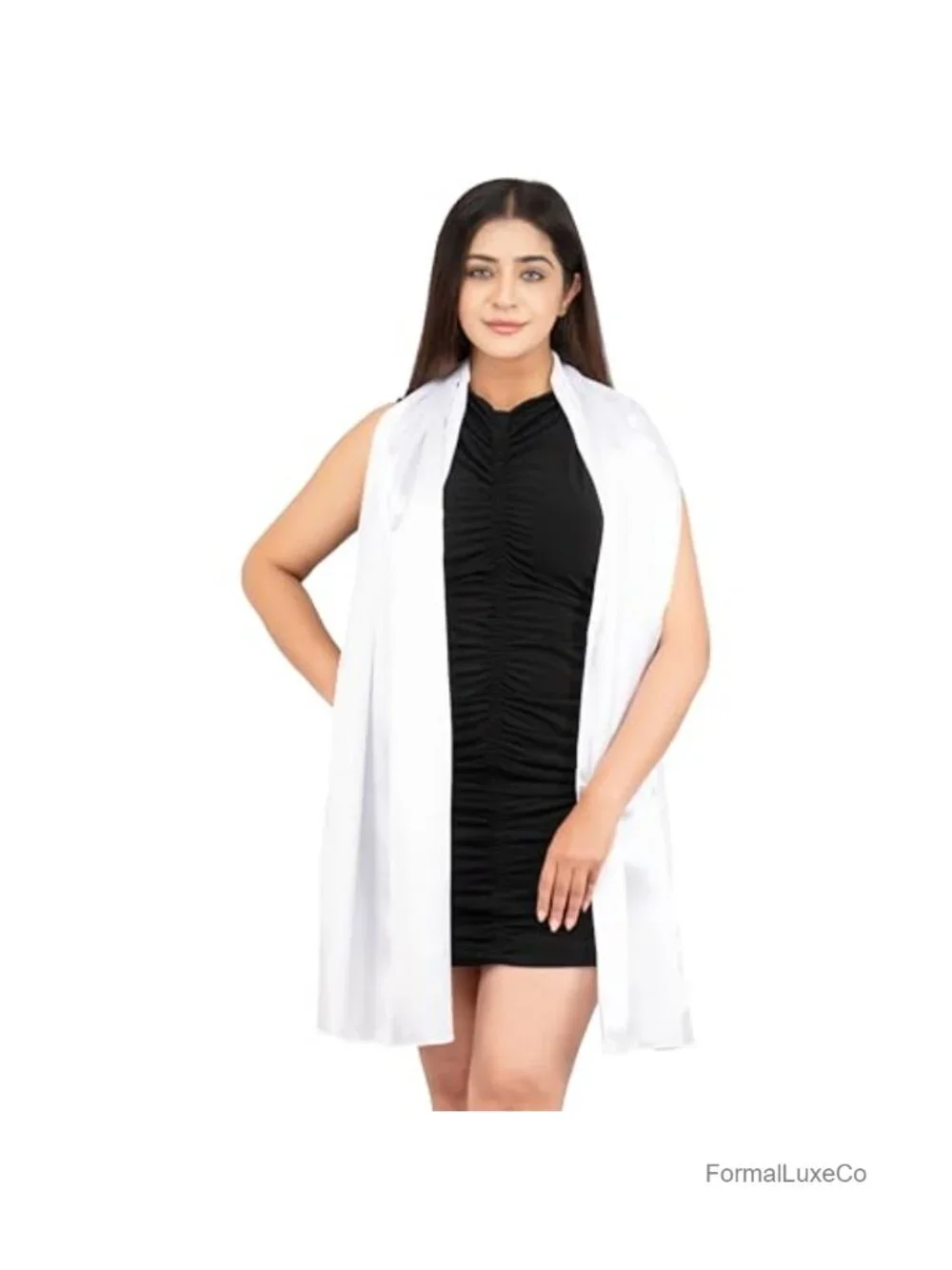 Satin Shawl Wrap for Women - Silky Evening Scarf for Weddings & Parties